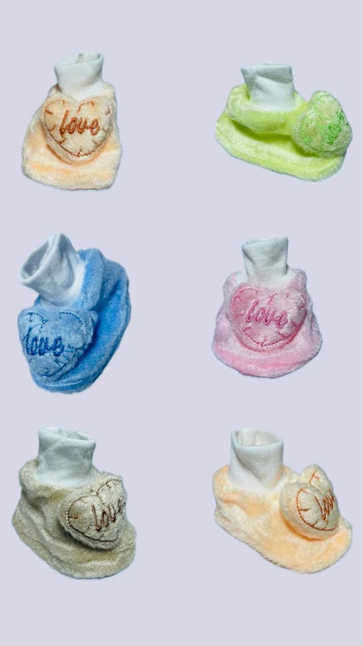 Baby Embroidered Booties, Pack Of 6