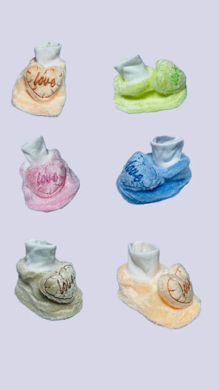 Baby Embroidered Booties, Pack Of 6