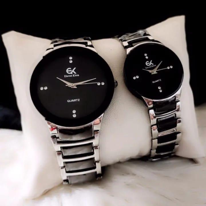 Stylish Unisex Couple Watches - Set of 2 with Quartz Movement