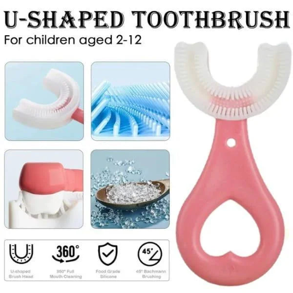 Silicone U-Shaped Toothbrush For Kids - Pack of 2